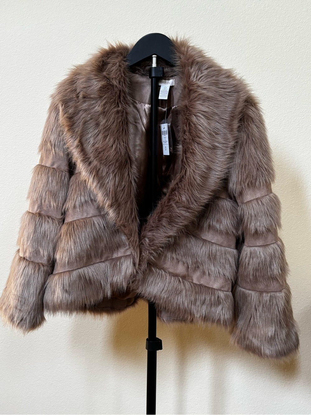 Chico's Plush Faux Fur Bolaro Jacket in Taupe Brown